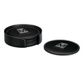 Black Leather 4 Piece Coaster Set w/ Contrast Stitching